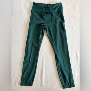 Victoria’s Secret Lace Up Leggings Small Green High Waist Yoga Activewear